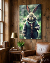 The Rabbit Glass Wall Art || Designer Collection - Lifestyle preview in a designer interior