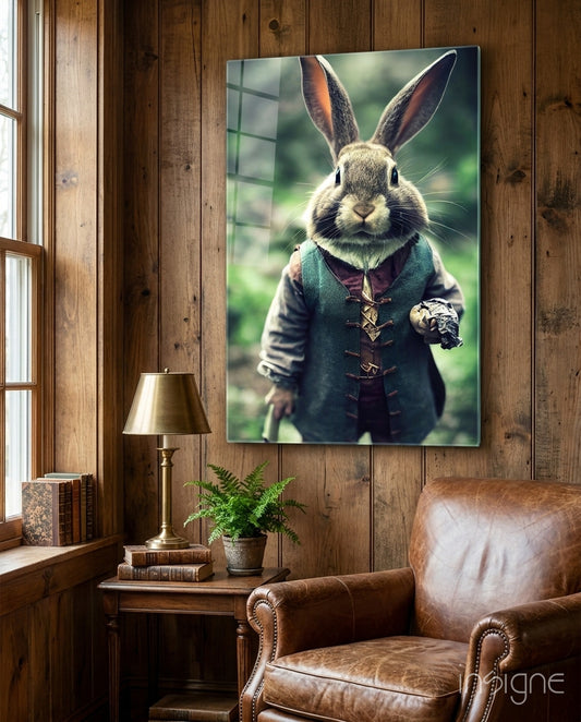 The Rabbit Glass Wall Art || Designer Collection - Lifestyle preview in a designer interior