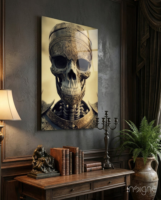 The Immortal Fighter Glass Wall Art || Designer Collection - Lifestyle preview in a designer interior