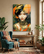 The Elegiac in Eyes Glass Wall Art || Designer Collection - Lifestyle preview in a designer interior