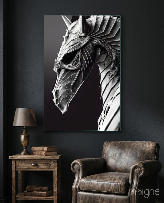 Iron Dragon Glass Art  || Designer Collection - Lifestyle preview in a designer interior