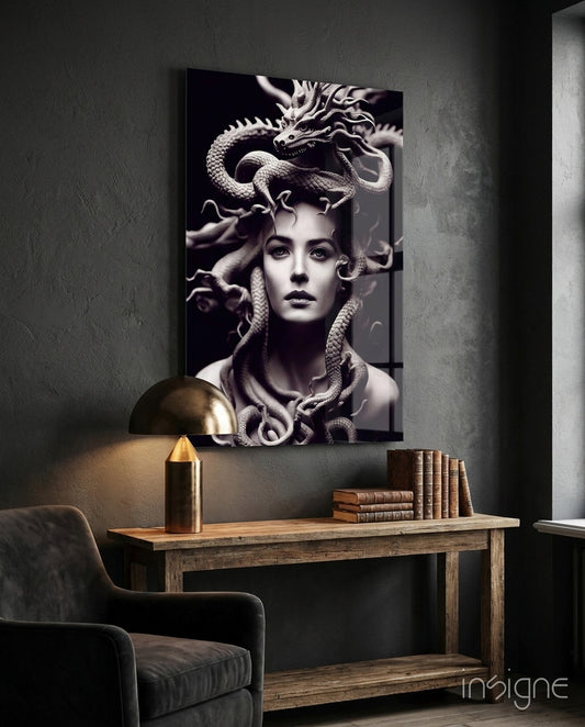 Medusa Glass Art  || Designer Collection - Lifestyle preview in a designer interior