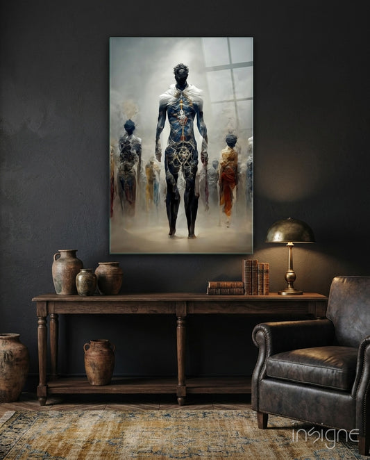 Fighters of the New Age Glass Art  || Designer Collection - Lifestyle preview in a designer interior