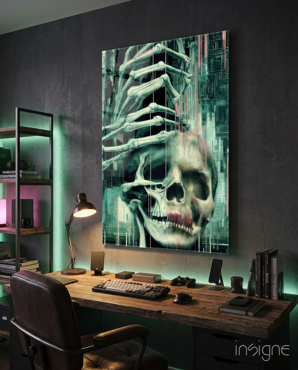 Fall of Skeletons Glass Art  || Designers Collection - Lifestyle preview in a designer interior