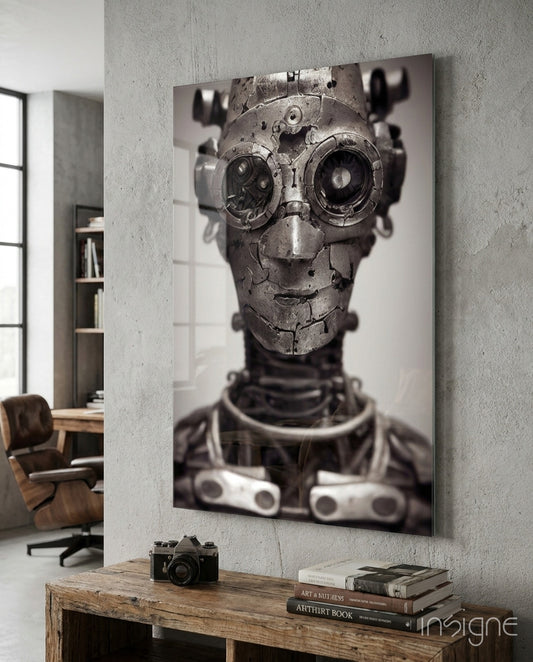 To be a Machine Glass Wall Art || Designer Collection - Lifestyle preview in a designer interior