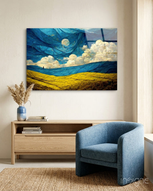 Dancing Sky Glass Art  || Designers Collection - Lifestyle preview in a designer interior