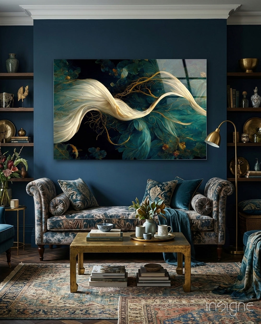 Flow of Roots Glass Art  || Designer Collection - Lifestyle preview in a designer interior