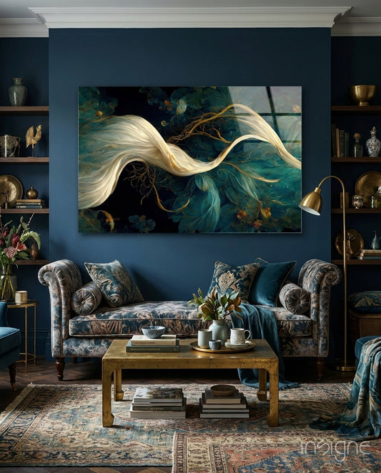 Flow of Roots Glass Art  || Designer Collection - Lifestyle preview in a designer interior