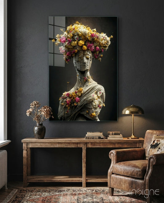 Abandoned Statue Glass Art  || Designer Collection - Lifestyle preview in a designer interior