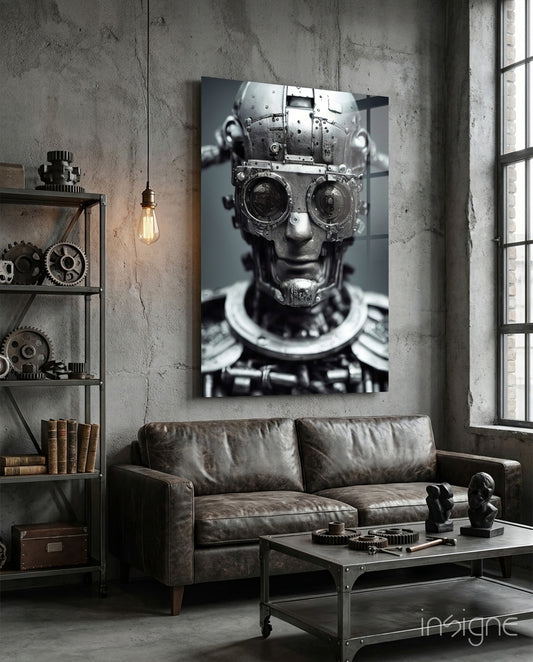 Humachine" Glass Wall Art  || Designer Collection - Lifestyle preview in a designer interior