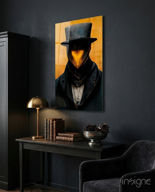 Mr. Beak Glass Art  || Designer Collection - Lifestyle preview in a designer interior