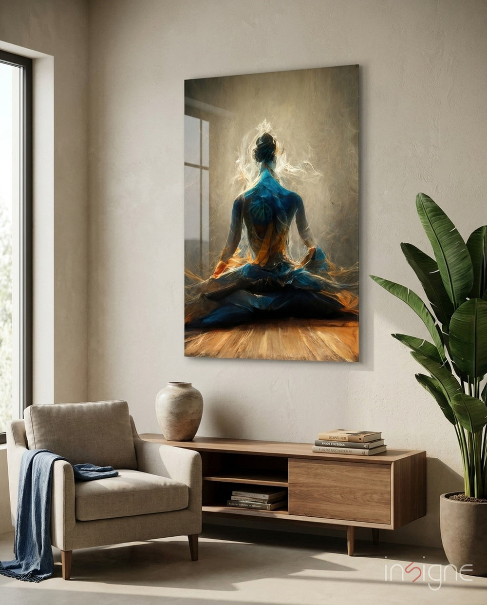 Meditation Glass Art  || Designer Collection - Lifestyle preview in a designer interior