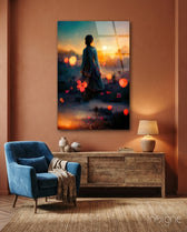 Towards Sunset Glass Wall Art || Designer Collection - Lifestyle preview in a designer interior