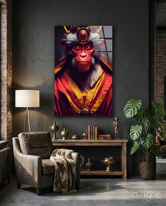 Ape King Glass Wall Art  || Designer Collection - Lifestyle preview in a designer interior