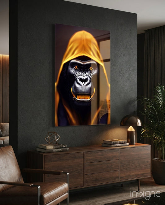 Angry Smile Glass Wall Art  || Designer Collection - Lifestyle preview in a designer interior