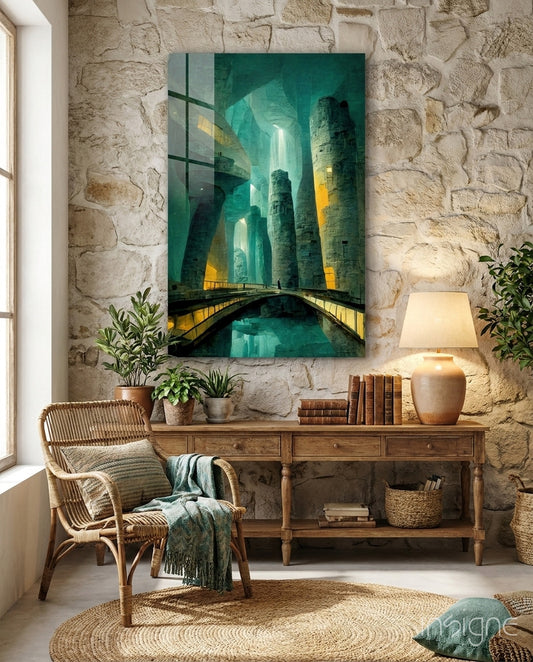 Underground Glass Wall Art  || Designers Collection - Lifestyle preview in a designer interior