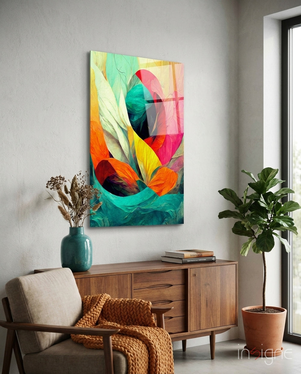 Hidden Swan Glass Wall Art  || Designer Collection - Lifestyle preview in a designer interior
