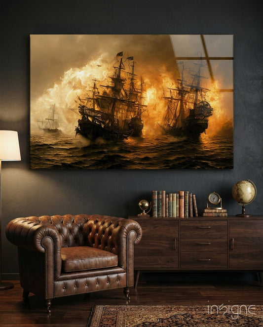 Red Storm Glass Wall Art  || Designer Collection - Lifestyle preview in a designer interior
