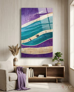 Waves Glass Wall Art  || Designers Collection - Lifestyle preview in a designer interior