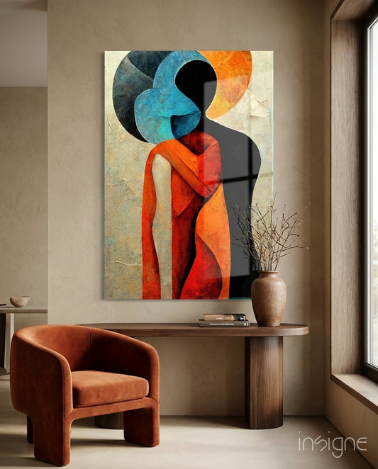 Hug Glass Wall Art  || Designer Collection - Lifestyle preview in a designer interior