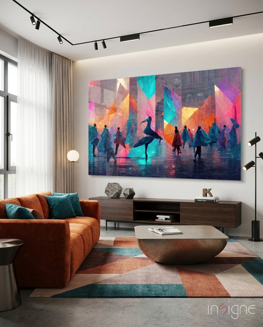 Cubic Walk Glass Wall Art  || Designers Collection - Lifestyle preview in a designer interior