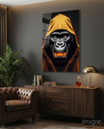 Angry Smile Glass Wall Art  || Designer Collection - Lifestyle preview in a designer interior