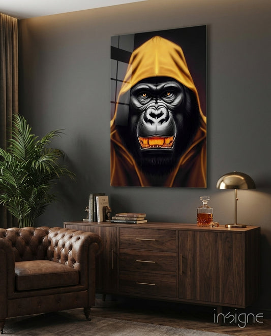 Angry Smile Glass Wall Art  || Designer Collection - Lifestyle preview in a designer interior