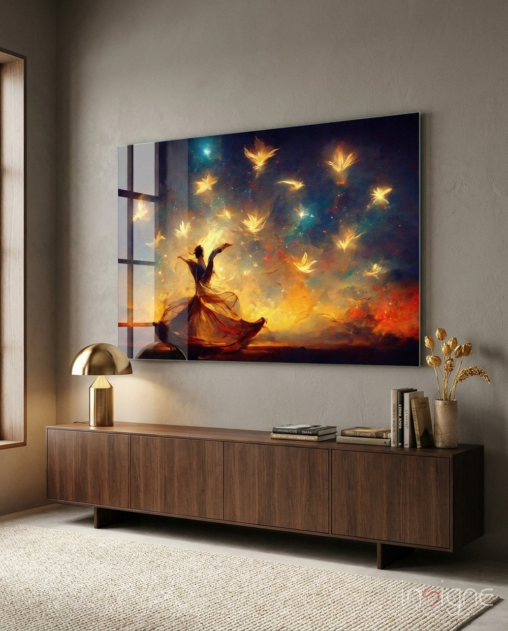 Mysticism Glass Wall Art  || Designer Collection - Lifestyle preview in a designer interior