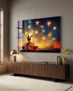 Mysticism Glass Wall Art  || Designer Collection - Lifestyle preview in a designer interior