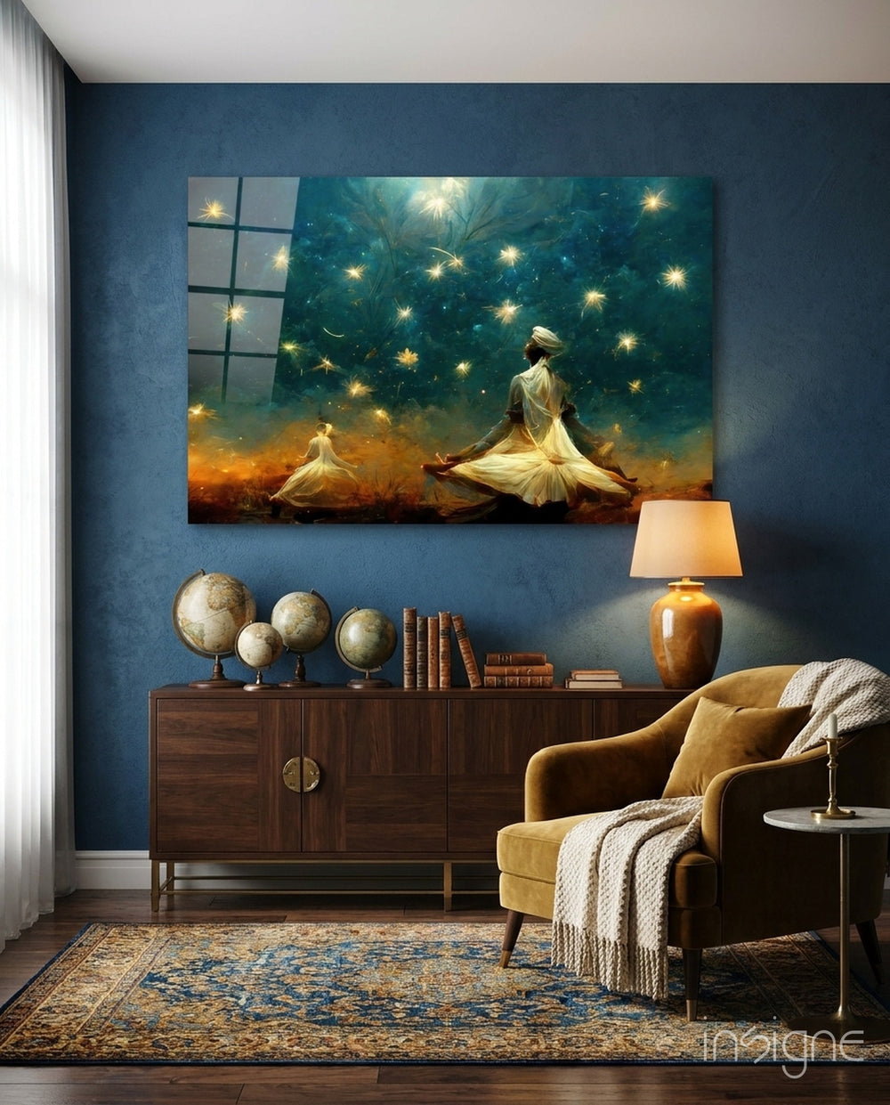 Mysticism Glass Wall Art  || Designer Collection - Lifestyle preview in a designer interior
