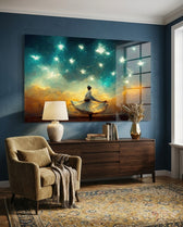 Mysticism Glass Wall Art  || Designer Collection - Lifestyle preview in a designer interior