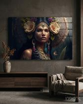 Flower Master Glass Wall Art  || Designer Collection - Lifestyle preview in a designer interior