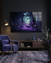 Mushrooms' Love Glass Wall Art  || Designer Collection - Lifestyle preview in a designer interior