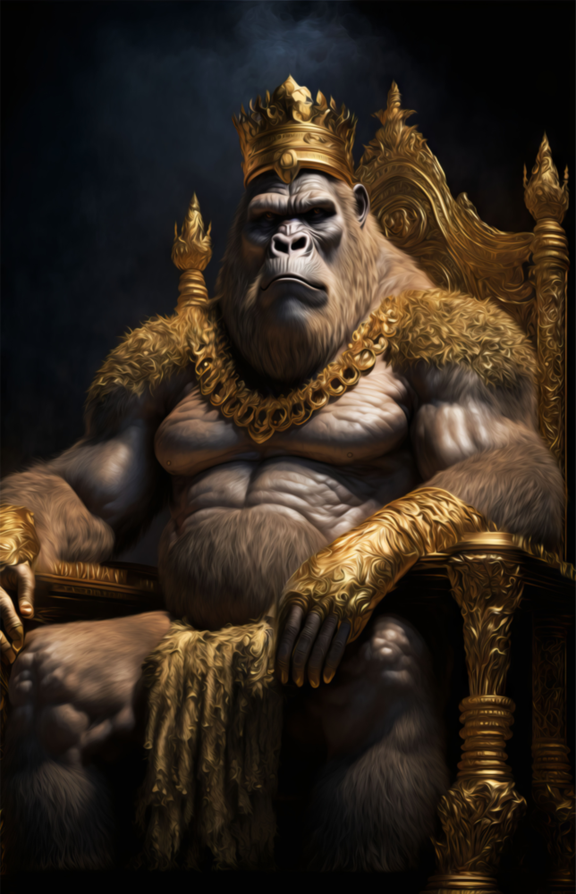 Ape King in Throne Glass Wall Art  || Designer Collection