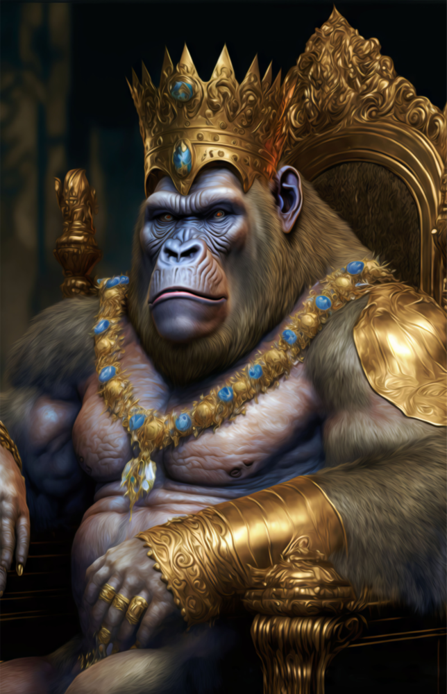 Ape King in Throne Glass Wall Art  || Designer Collection