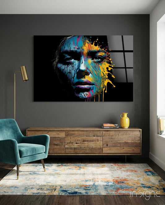 Beautiful Splash Glass Wall Art  || Designer Collection - Lifestyle preview in a designer interior