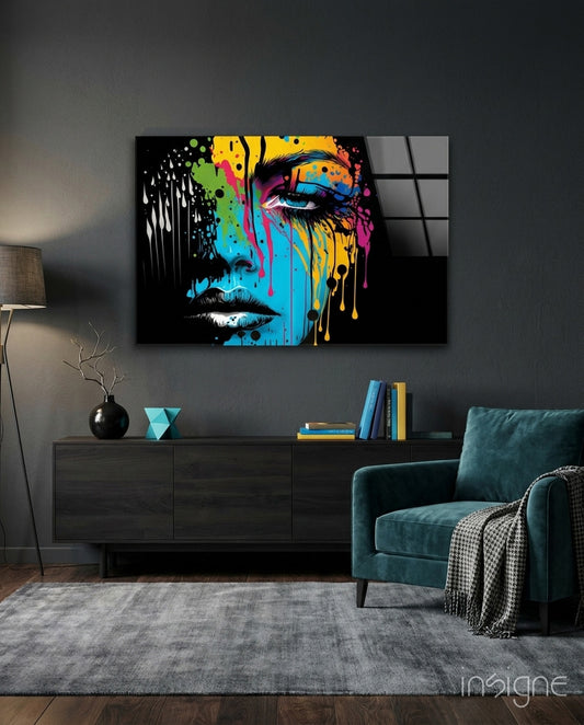 Melting Beauty Glass Wall Art  || Designer Collection - Lifestyle preview in a designer interior