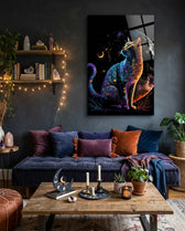 Moon Cat Glass Wall Art  || Designer Collection - Lifestyle preview in a designer interior