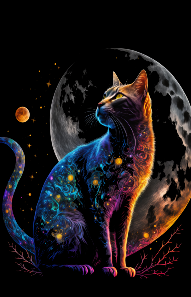 Moon Cat Glass Wall Art  || Designer Collection