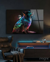 Space Dog Glass Wall Art  || Designer Collection - Lifestyle preview in a designer interior
