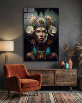 Flower Monarch Glass Wall Art  || Designer Collection - Lifestyle preview in a designer interior