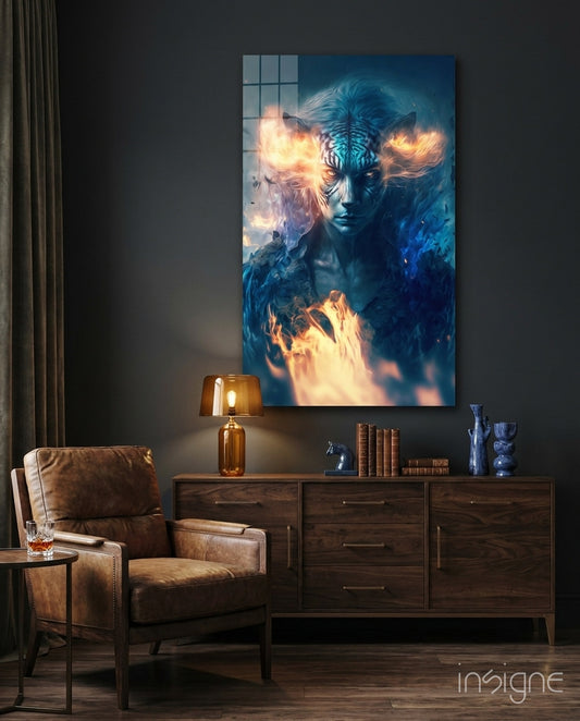 Epic Tiger Glass Wall Art  || Designers Collection - Lifestyle preview in a designer interior