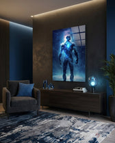 Vitruvius Man Glass Wall Art  || Designers Collection - Lifestyle preview in a designer interior