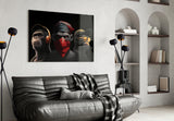 3 Wise Monkey Glass Wall Art  || Designer Collection