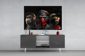 3 Wise Monkey panel catching window light to reveal its kinetic charge