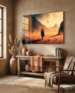 Walk on Another Planet Glass Wall Art  || Designers Collection - Lifestyle preview in a designer interior