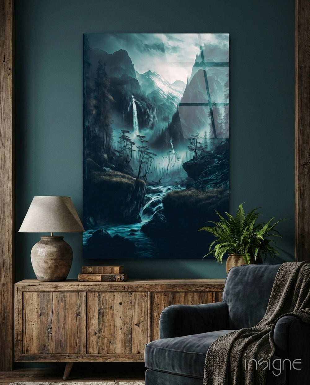 Dreamtopia Glass Wall Art  || Designers Collection - Lifestyle preview in a designer interior