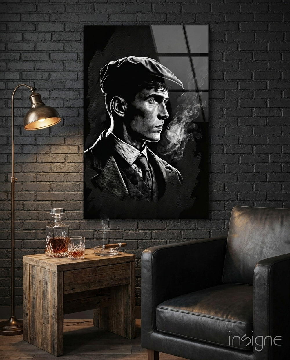 The Flat Cap Crime Boss Glass Wall Art || Designer Collection