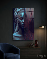 Human Software Glass Wall Art  || Designer Collection - Lifestyle preview in a designer interior