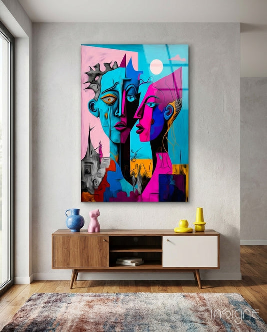 Intimacy Glass Wall Art  || Designer Collection - Lifestyle preview in a designer interior